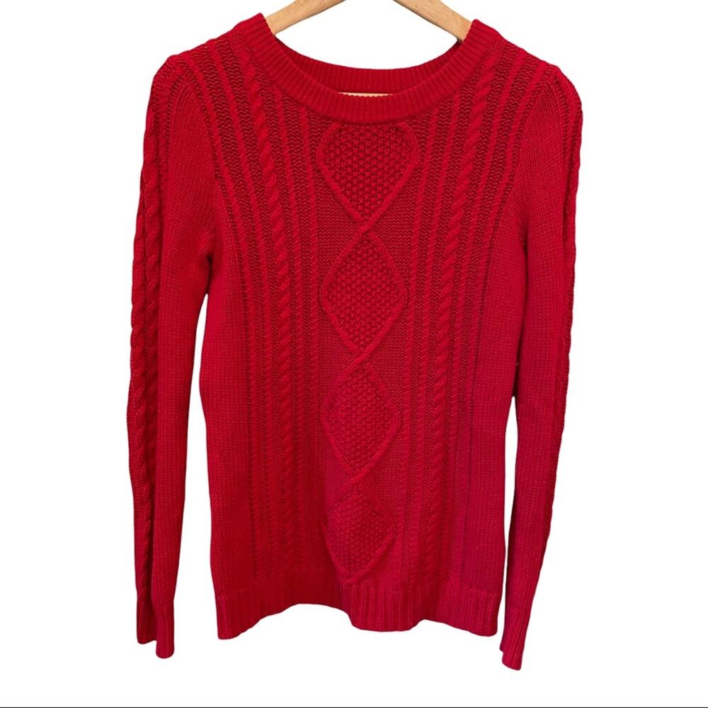 Old Navy Red Cable Knit Crewneck Sweater Small Womens